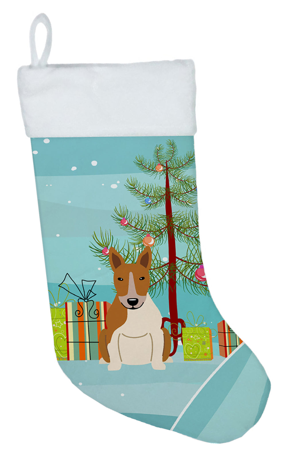 Merry Christmas Tree Bull Terrier Red White Christmas Stocking BB4260CS