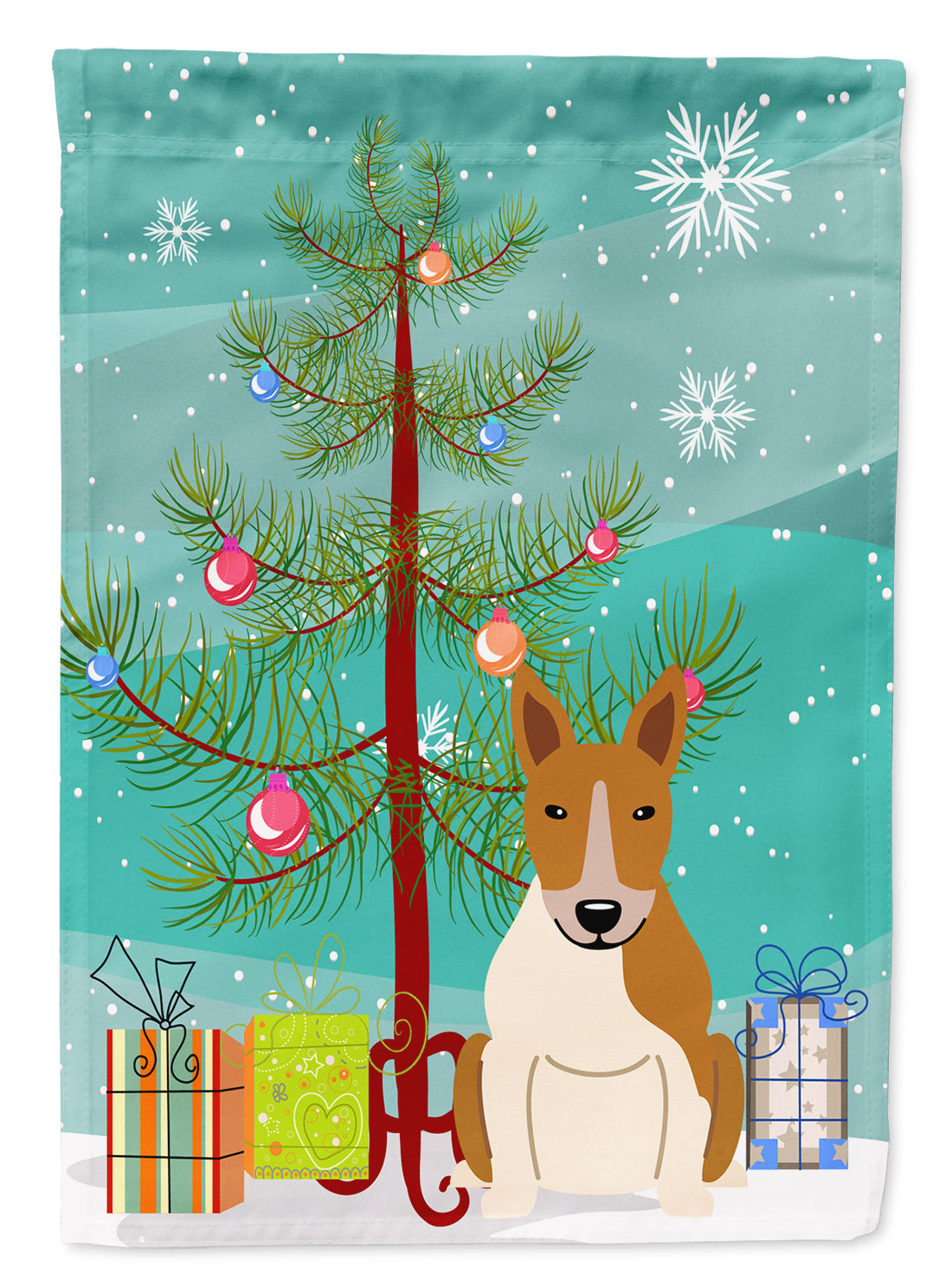 Merry Christmas Tree Bull Terrier Red White Flag Garden Size BB4260GF  the-store.com.