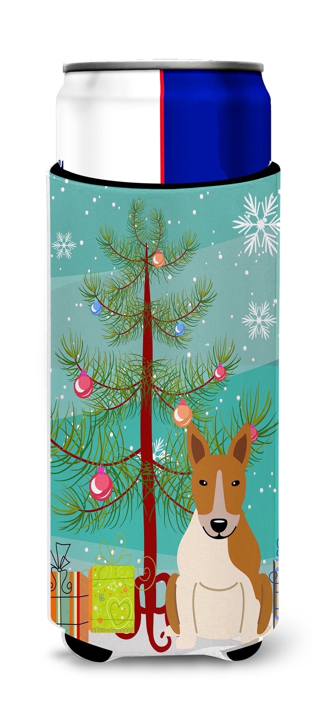 Merry Christmas Tree Bull Terrier Red White  Ultra Hugger for slim cans BB4260MUK