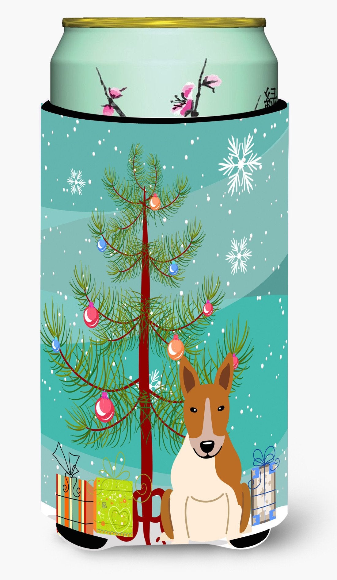Merry Christmas Tree Bull Terrier Red White Tall Boy Beverage Insulator Hugger BB4260TBC by Caroline&#39;s Treasures