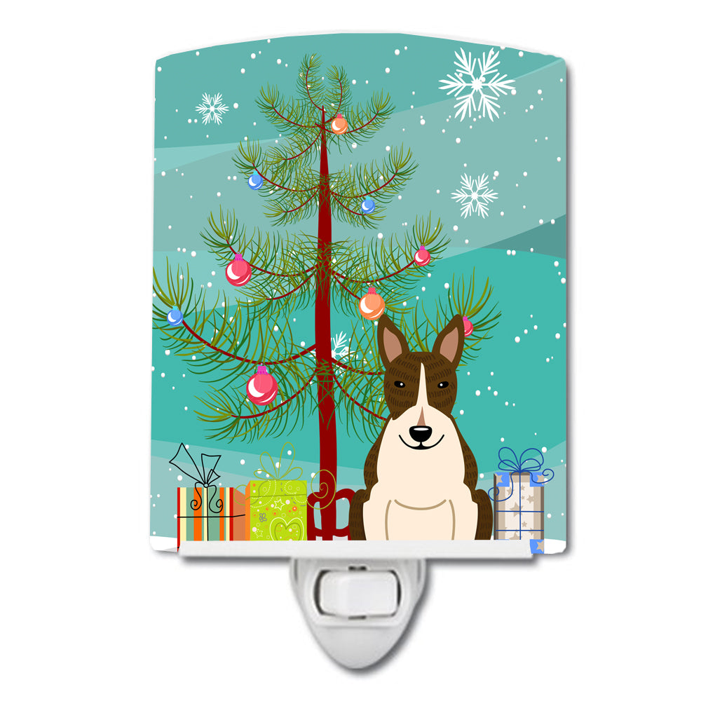 Merry Christmas Tree Bull Terrier Dark Brindle Ceramic Night Light BB4261CNL - the-store.com