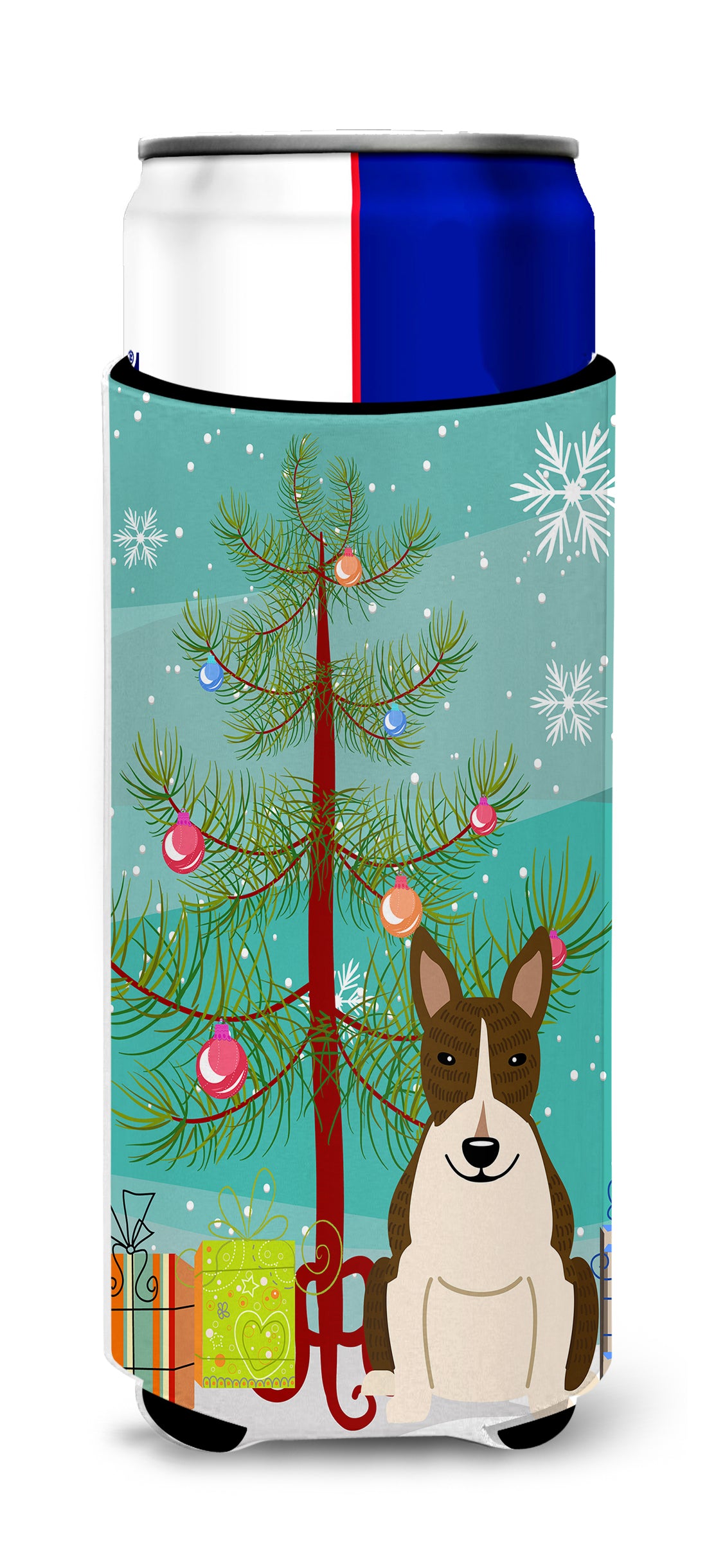 Merry Christmas Tree Bull Terrier Dark Brindle  Ultra Hugger for slim cans BB4261MUK