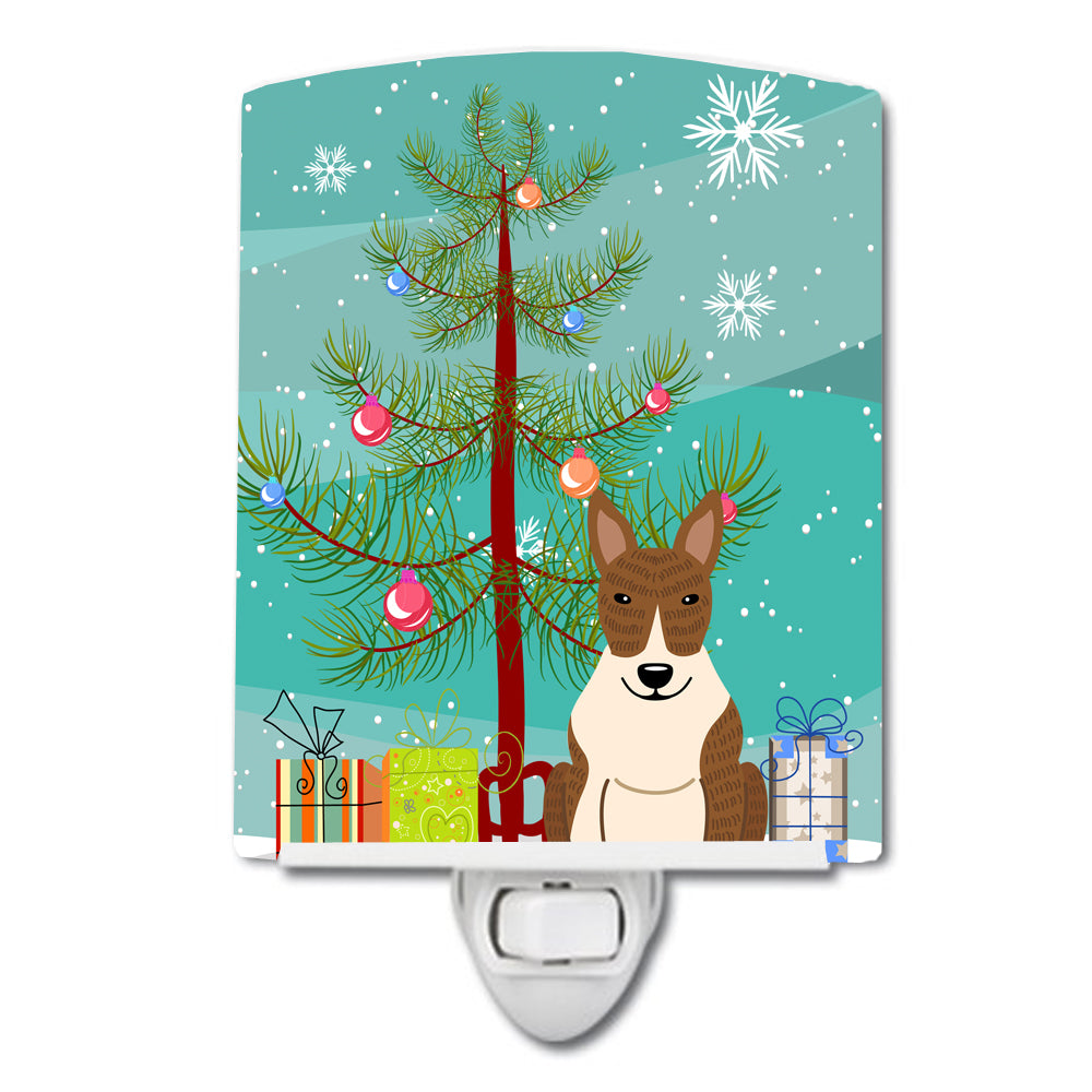 Merry Christmas Tree Bull Terrier Brindle Ceramic Night Light BB4262CNL - the-store.com