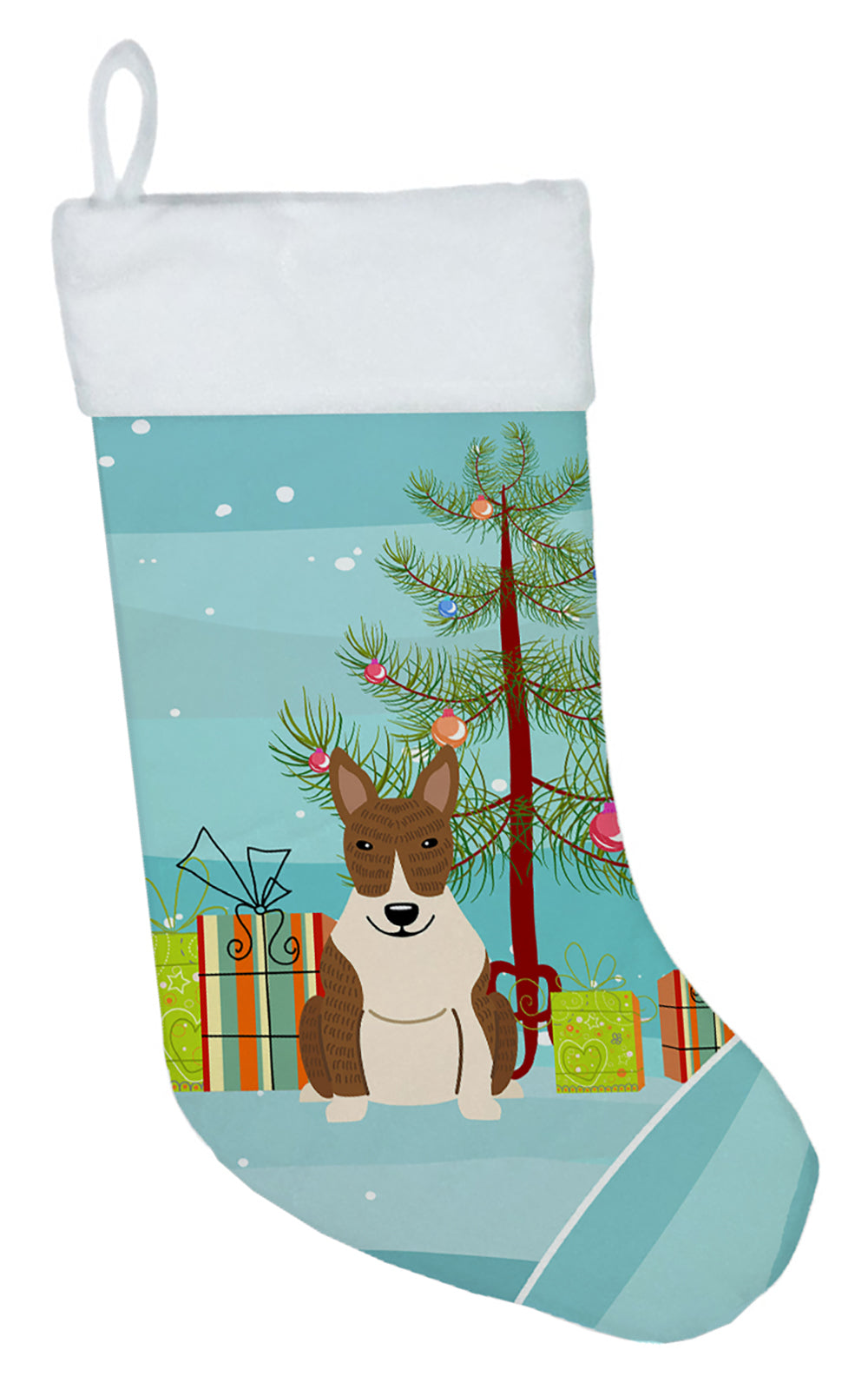 Merry Christmas Tree Bull Terrier Brindle Christmas Stocking BB4262CS