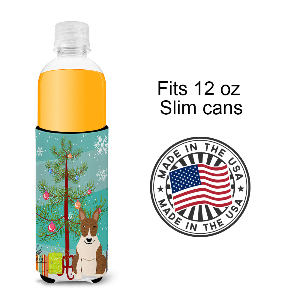 Merry Christmas Tree Bull Terrier Brindle  Ultra Hugger for slim cans BB4262MUK