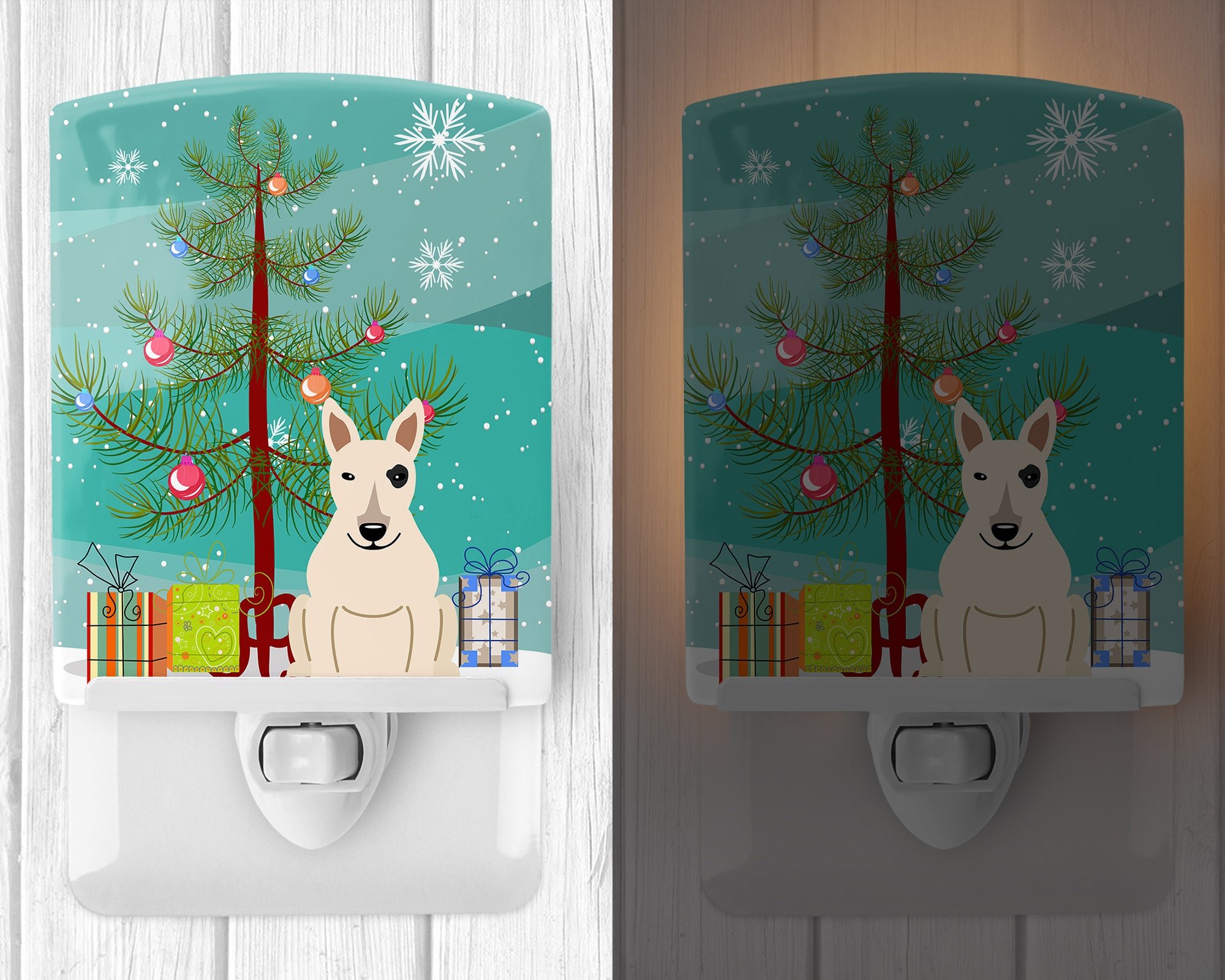 Merry Christmas Tree Bull Terrier White Ceramic Night Light BB4263CNL - the-store.com
