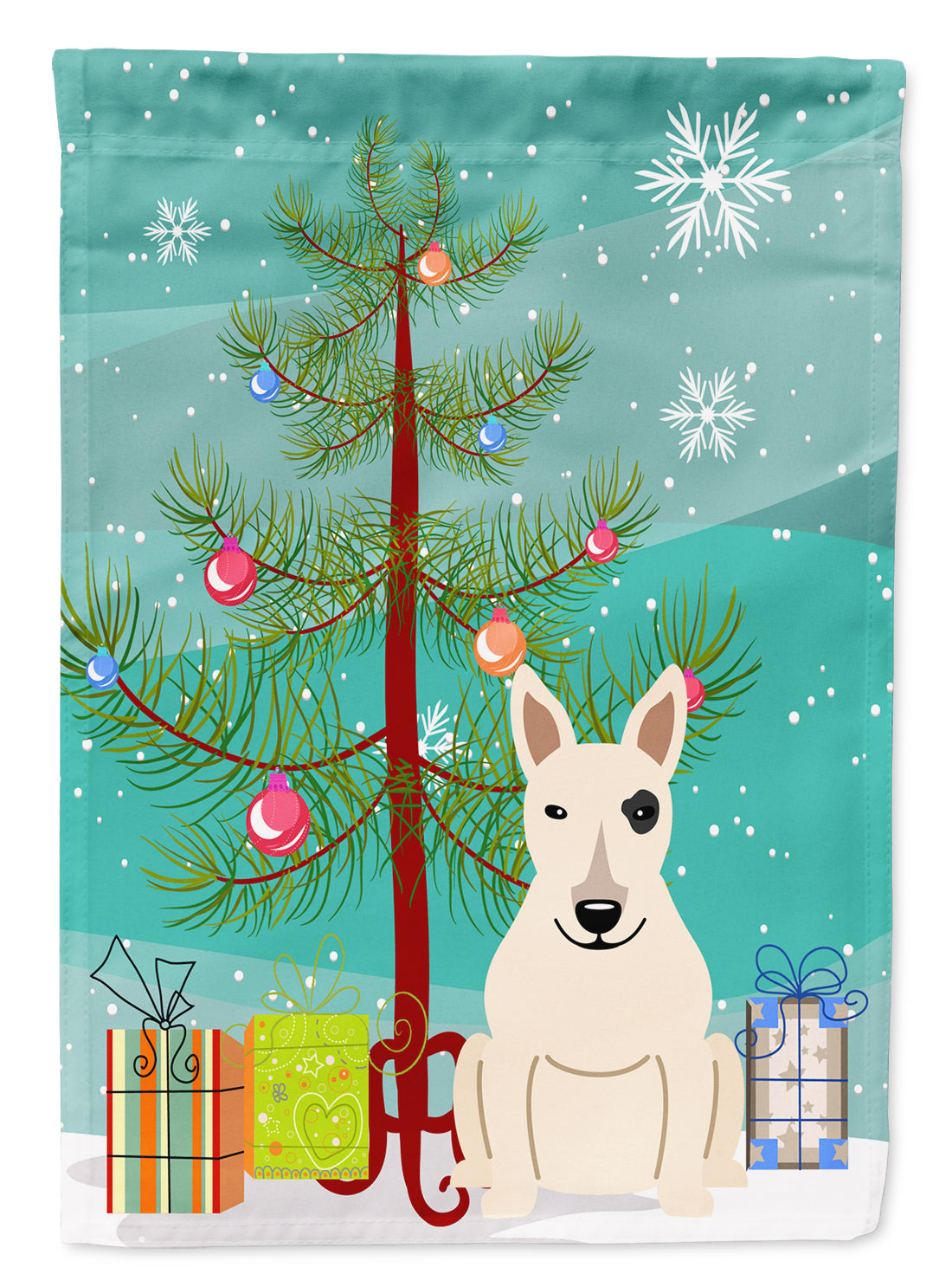 Merry Christmas Tree Bull Terrier White Flag Garden Size BB4263GF