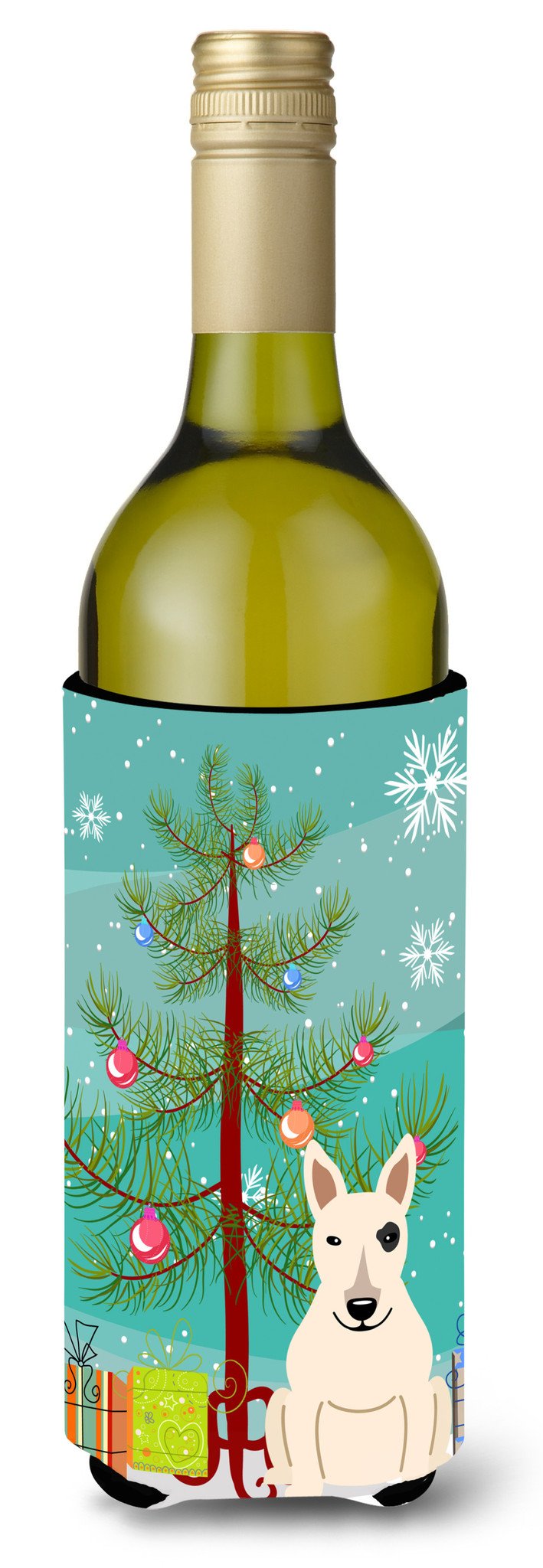Merry Christmas Tree Bull Terrier White Wine Bottle Beverge Insulator Hugger BB4263LITERK by Caroline&#39;s Treasures