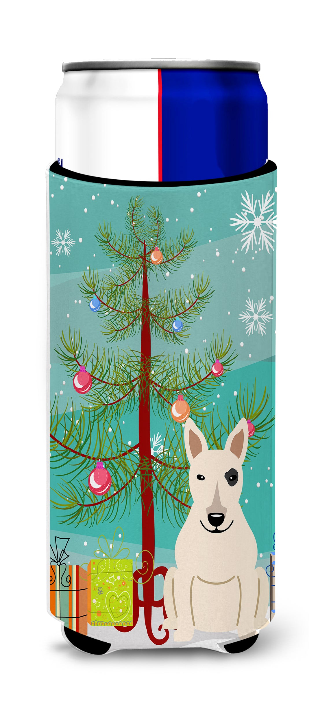 Merry Christmas Tree Bull Terrier White  Ultra Hugger for slim cans BB4263MUK