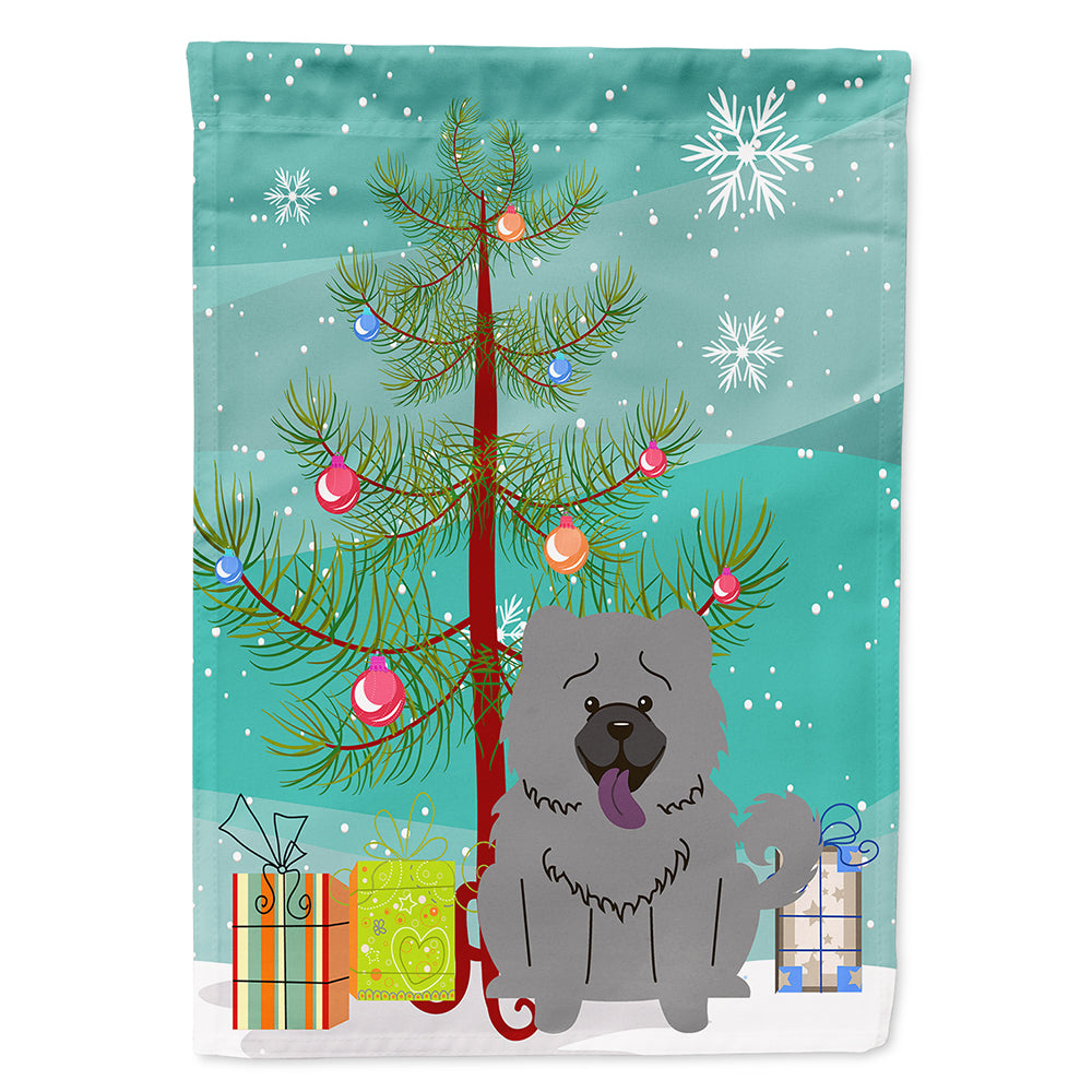 Merry Christmas Tree Chow Chow Blue Flag Canvas House Size BB4264CHF  the-store.com.