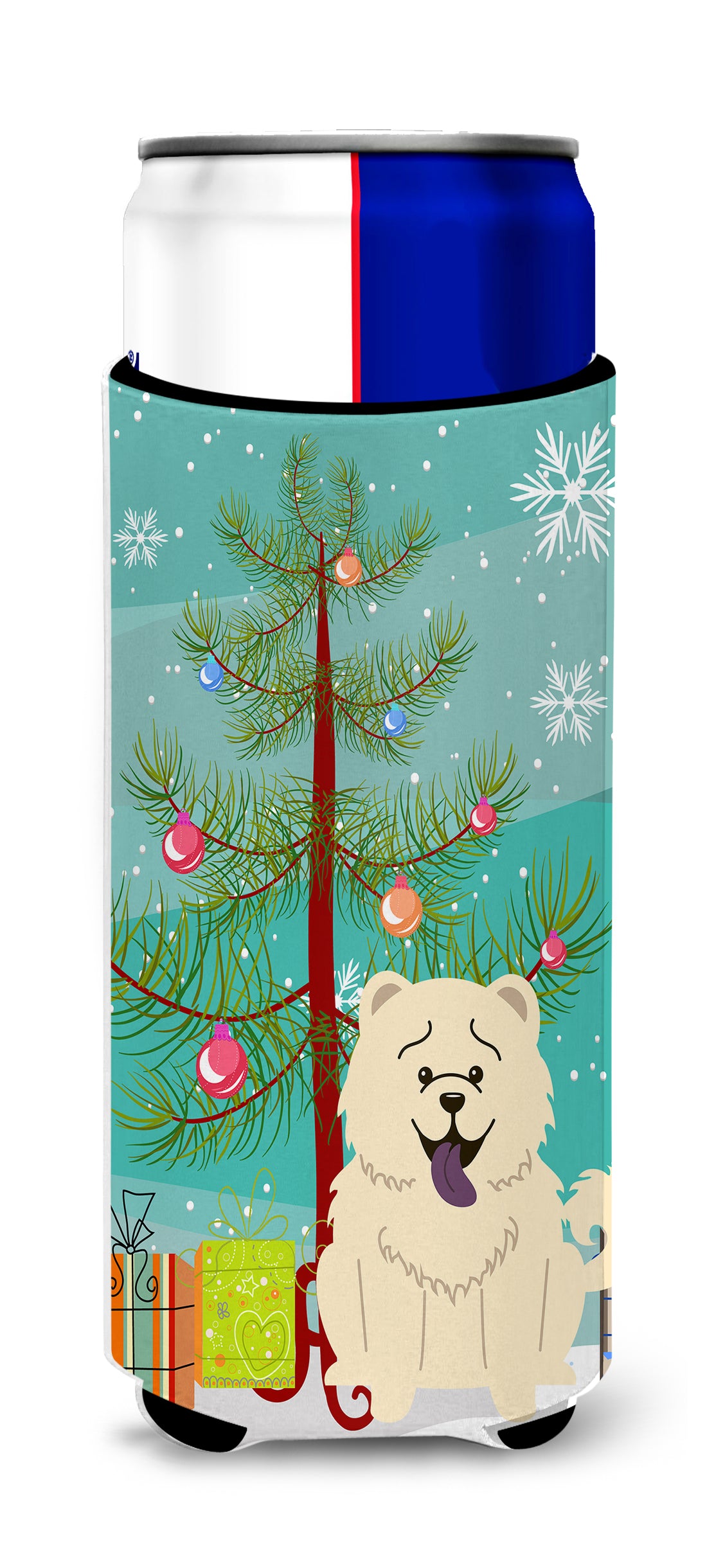 Merry Christmas Tree Chow Chow White  Ultra Hugger for slim cans BB4265MUK