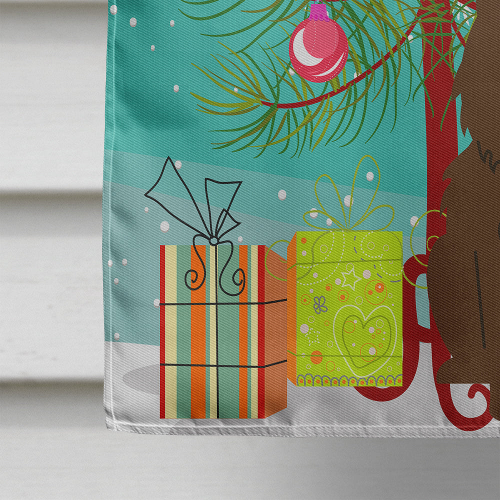 Merry Christmas Tree Chow Chow Chocolate Flag Canvas House Size BB4266CHF  the-store.com.