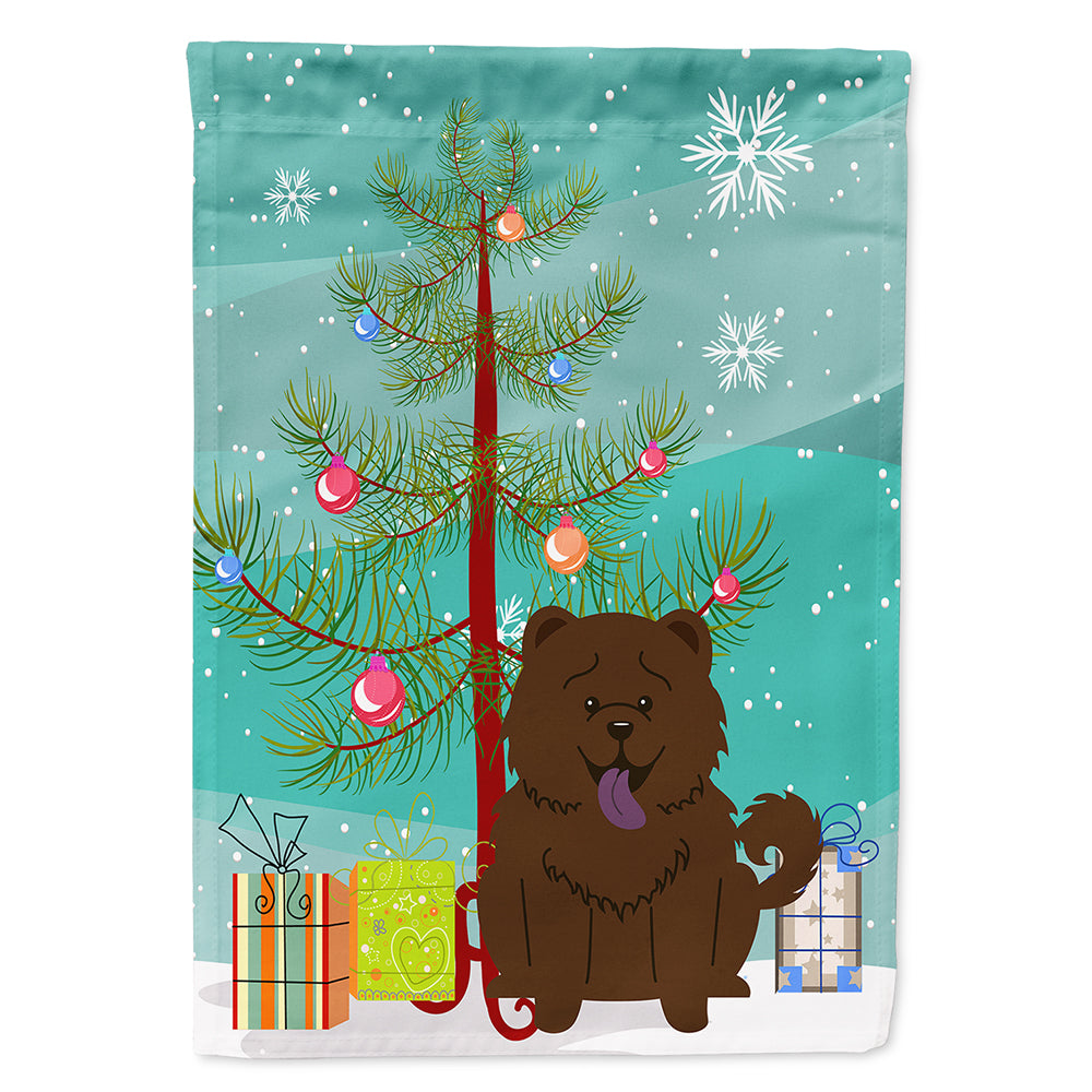 Merry Christmas Tree Chow Chow Chocolate Flag Canvas House Size BB4266CHF  the-store.com.