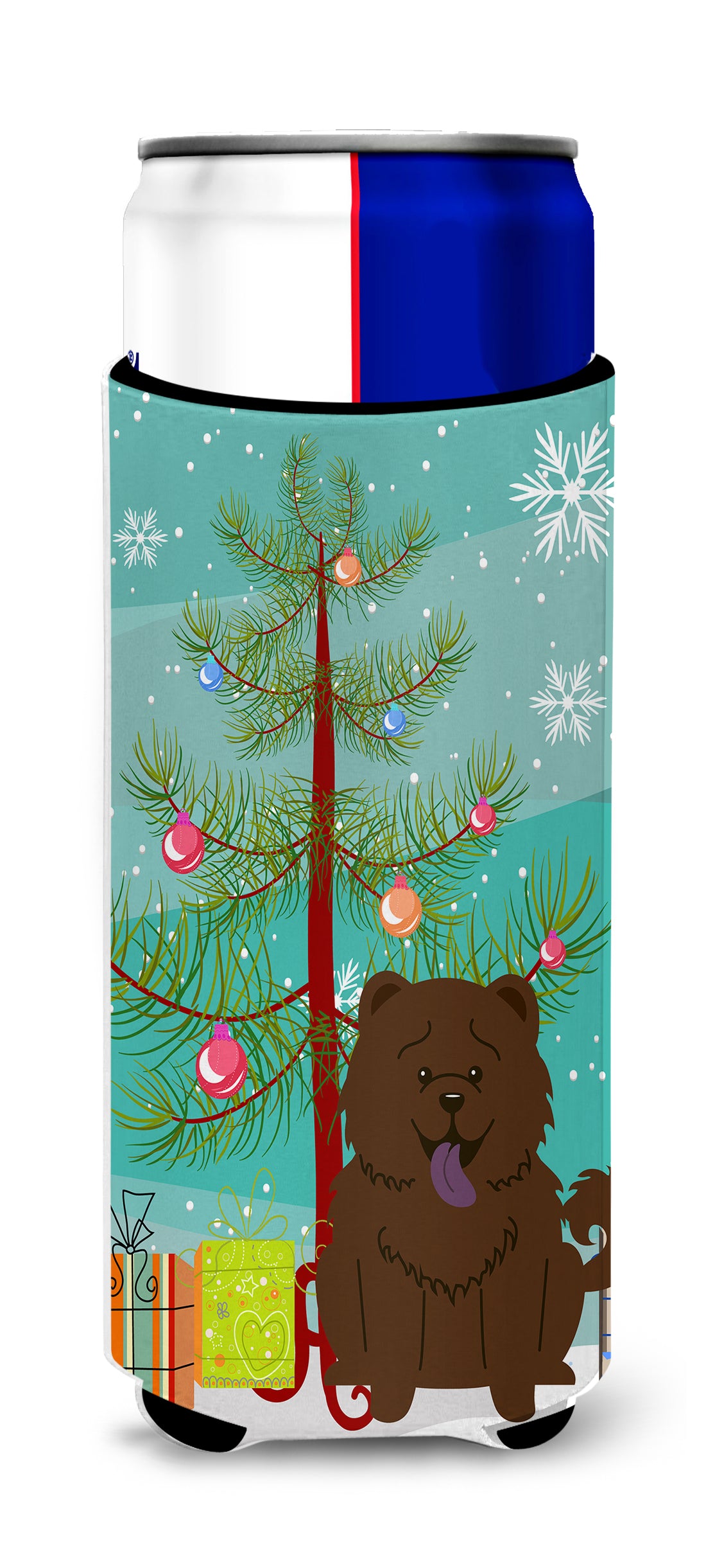 Merry Christmas Tree Chow Chow Chocolate  Ultra Hugger for slim cans BB4266MUK  the-store.com.