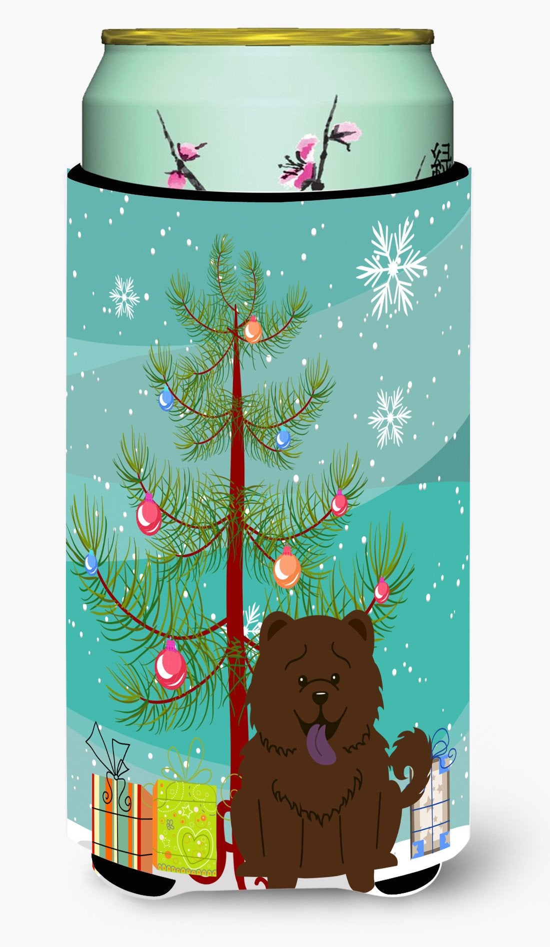 Merry Christmas Tree Chow Chow Chocolate Tall Boy Beverage Insulator Hugger BB4266TBC by Caroline&#39;s Treasures