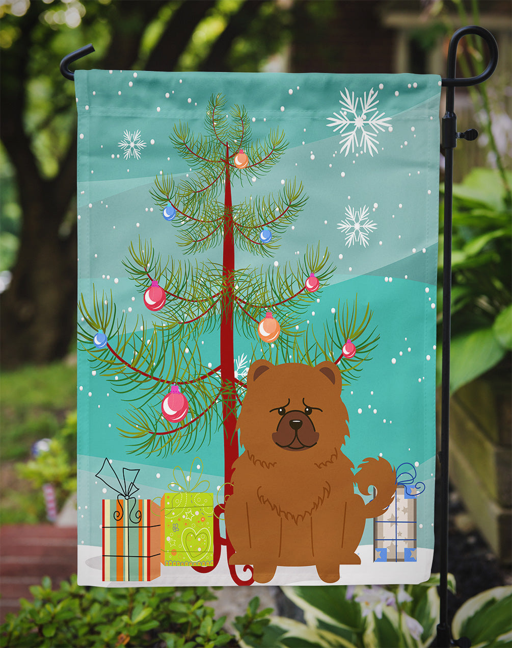 Merry Christmas Tree Chow Chow Red Flag Garden Size BB4267GF  the-store.com.