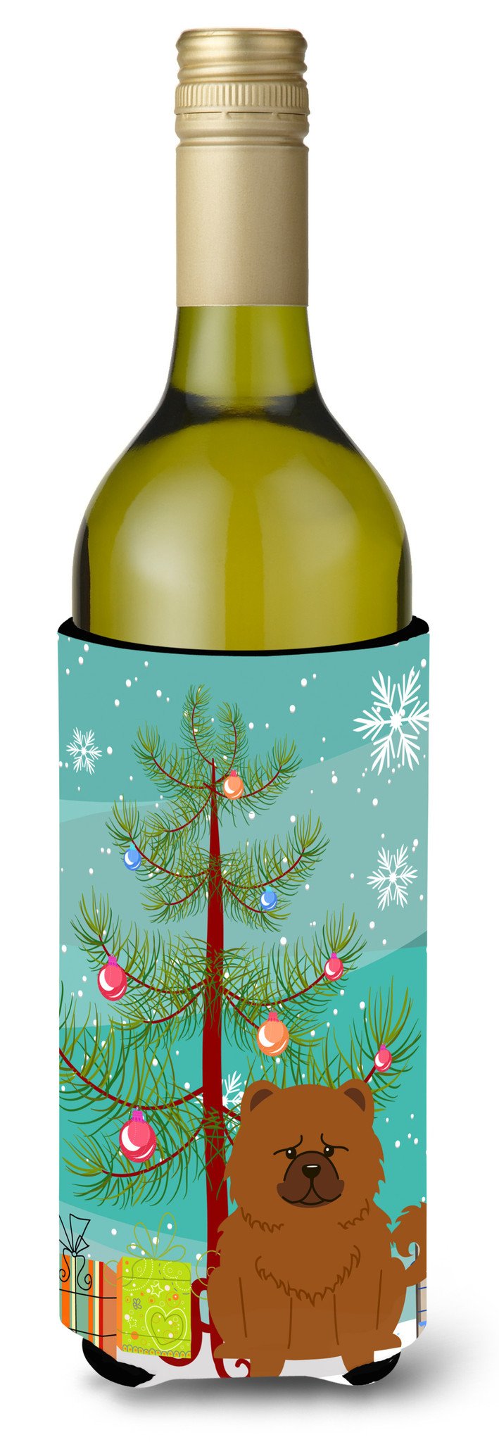Merry Christmas Tree Chow Chow Red Wine Bottle Beverge Insulator Hugger BB4267LITERK by Caroline&#39;s Treasures