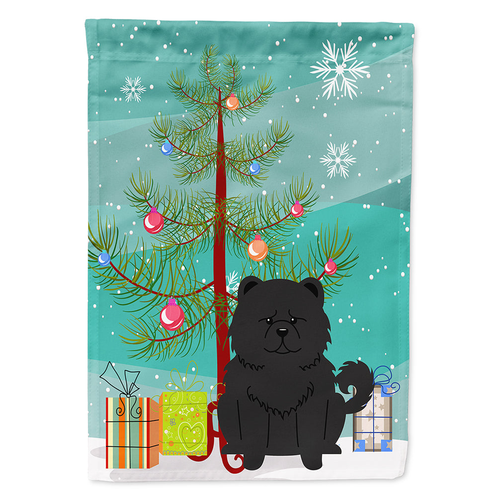 Merry Christmas Tree Chow Chow Black Flag Canvas House Size BB4268CHF  the-store.com.