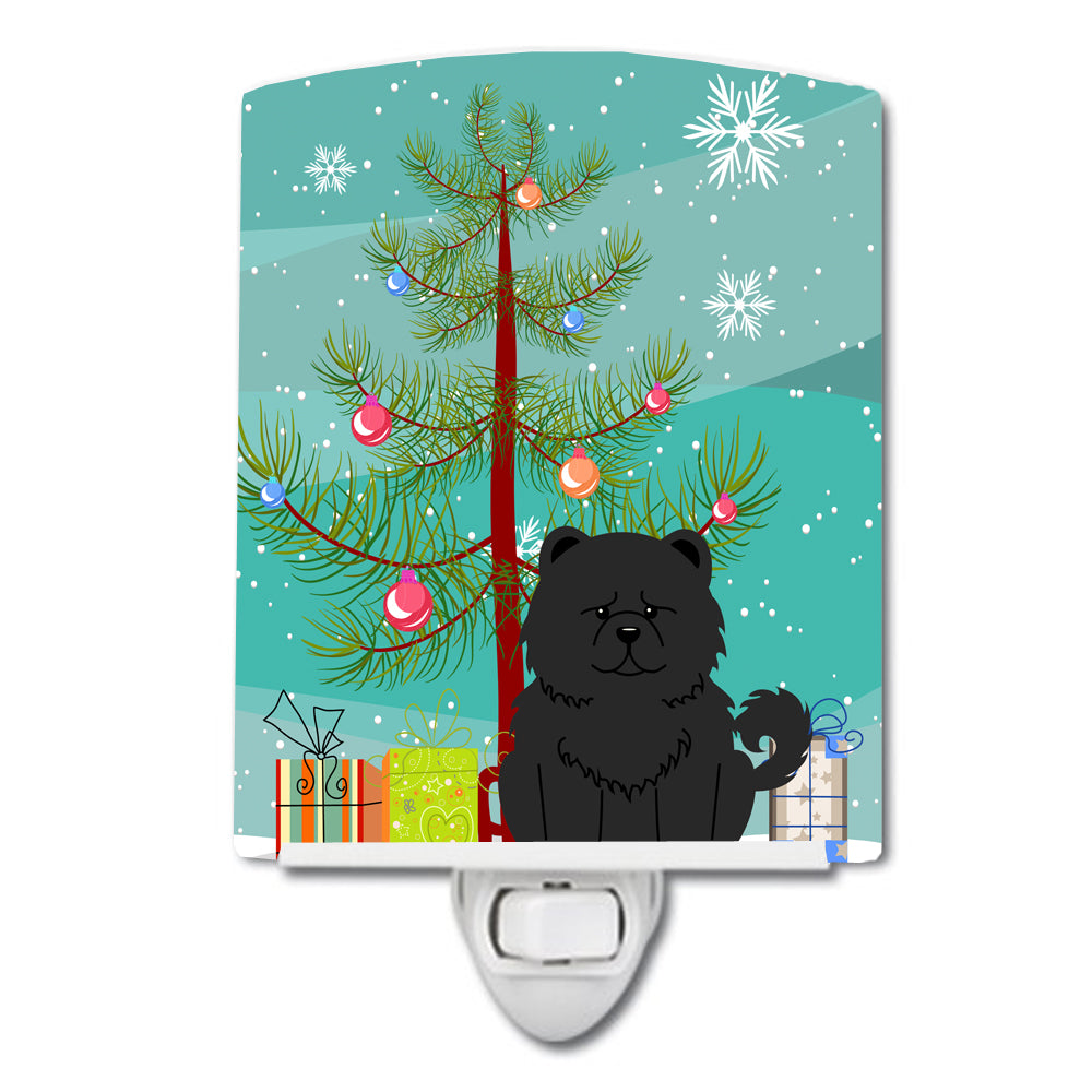 Merry Christmas Tree Chow Chow Black Ceramic Night Light BB4268CNL - the-store.com