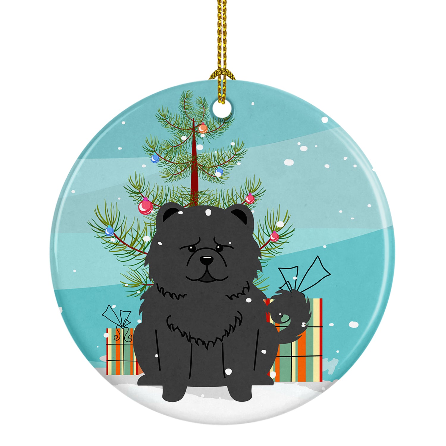 Merry Christmas Tree Chow Chow Black Ceramic Ornament BB4268CO1 - the-store.com