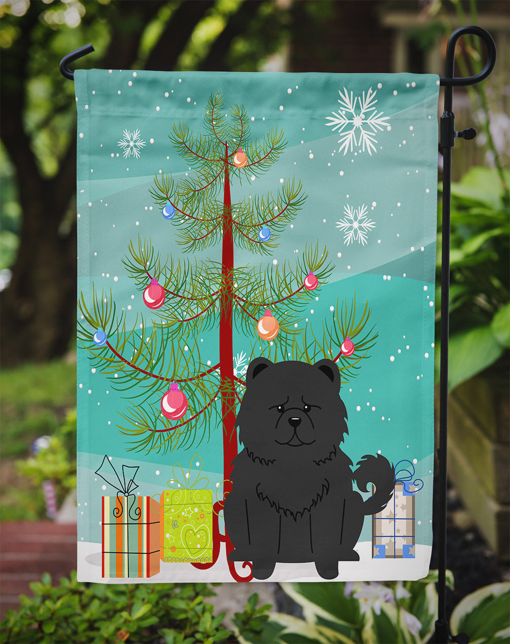 Merry Christmas Tree Chow Chow Black Flag Garden Size BB4268GF  the-store.com.