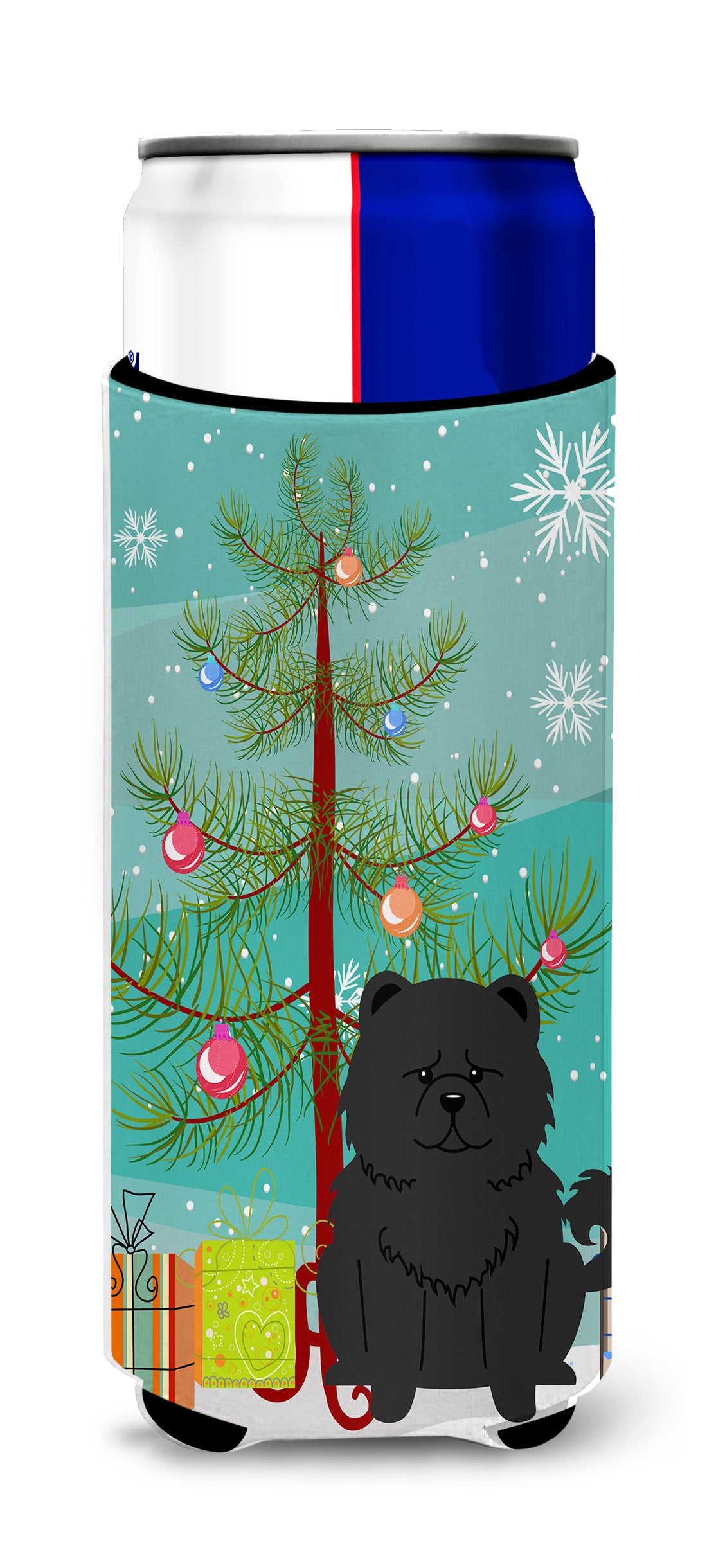 Merry Christmas Tree Chow Chow Black  Ultra Hugger for slim cans BB4268MUK
