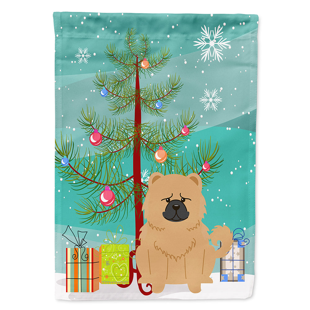 Merry Christmas Tree Chow Chow Cream Flag Canvas House Size BB4269CHF  the-store.com.