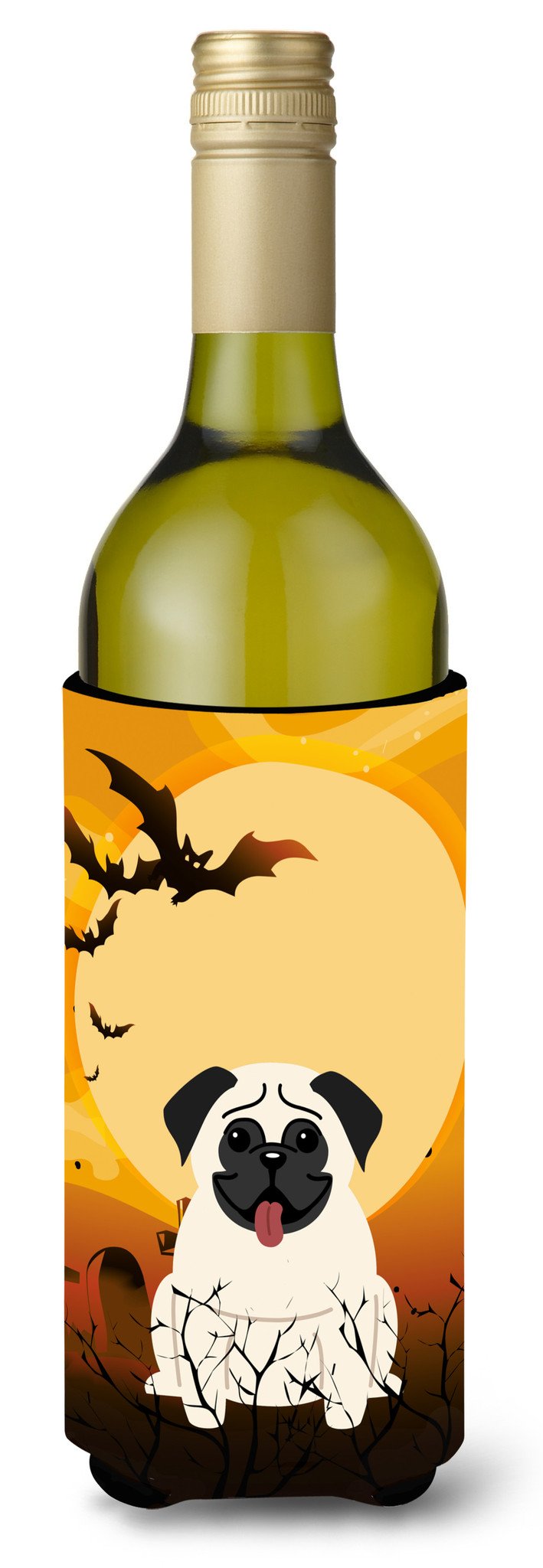 Halloween Pug Cream Wine Bottle Beverge Insulator Hugger BB4270LITERK by Caroline&#39;s Treasures