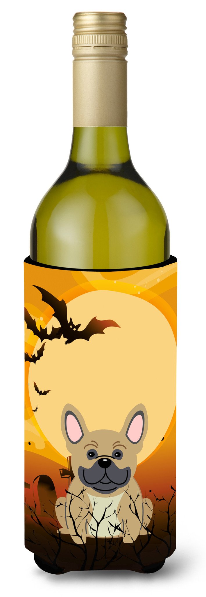 Halloween French Bulldog Cream Wine Bottle Beverge Insulator Hugger BB4276LITERK by Caroline&#39;s Treasures