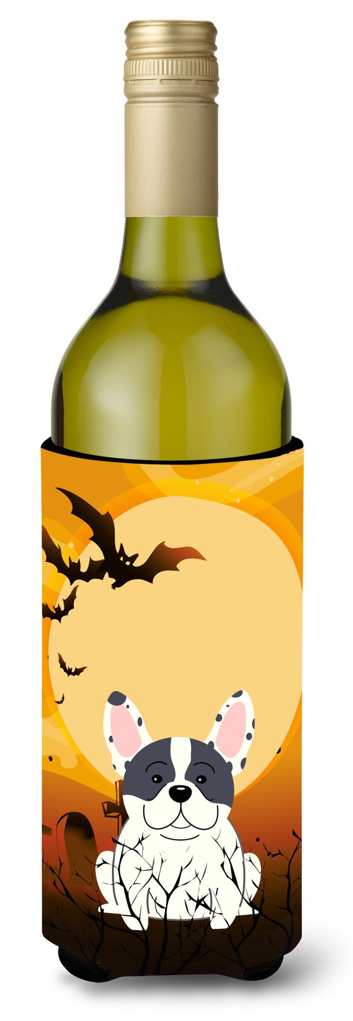 Halloween French Bulldog Piebald Wine Bottle Beverge Insulator Hugger BB4277LITERK by Caroline&#39;s Treasures