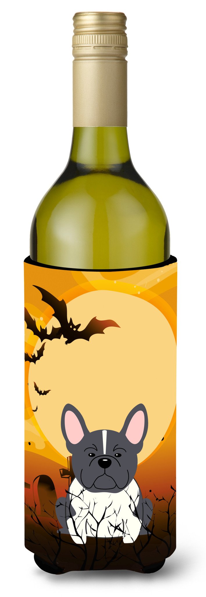 Halloween French Bulldog Black White Wine Bottle Beverge Insulator Hugger BB4278LITERK by Caroline&#39;s Treasures