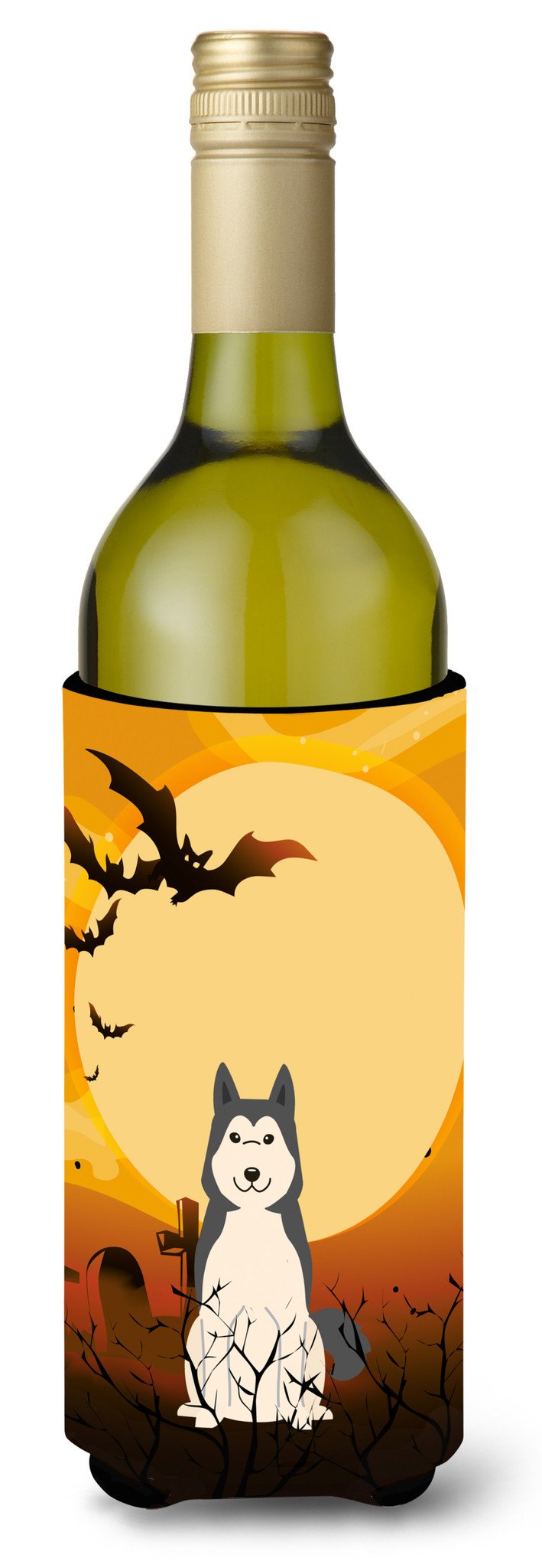 Halloween West Siberian Laika Spitz Wine Bottle Beverge Insulator Hugger BB4291LITERK by Caroline&#39;s Treasures
