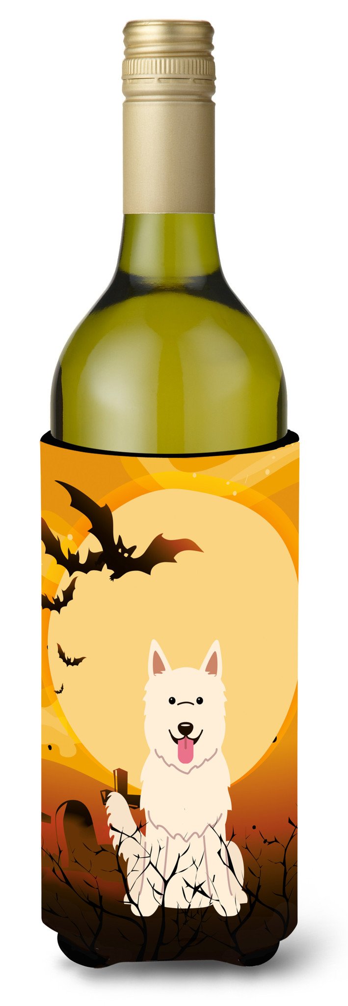 Halloween White German Shepherd Wine Bottle Beverge Insulator Hugger BB4311LITERK by Caroline&#39;s Treasures