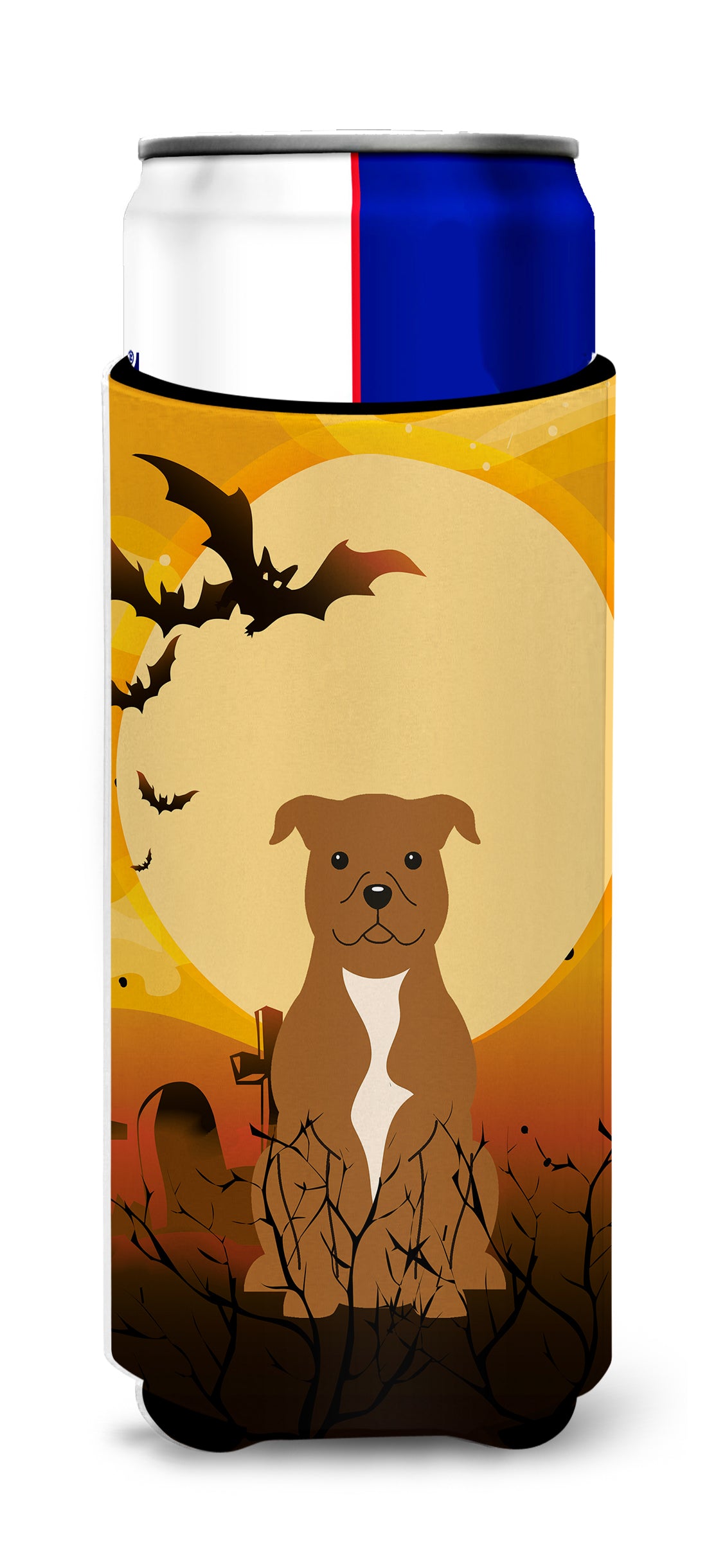 Halloween Staffordshire Bull Terrier Brown Michelob Ultra Hugger pour canettes minces BB4313MUK