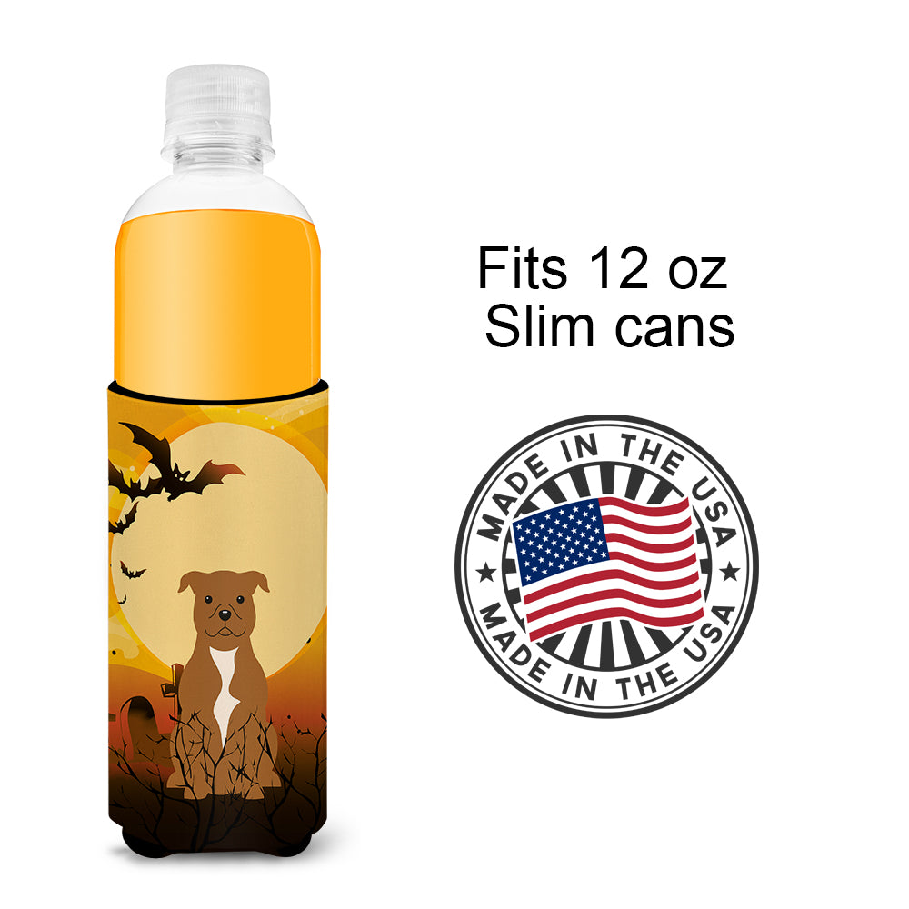 Halloween Staffordshire Bull Terrier Brown  Ultra Hugger for slim cans BB4313MUK  the-store.com.
