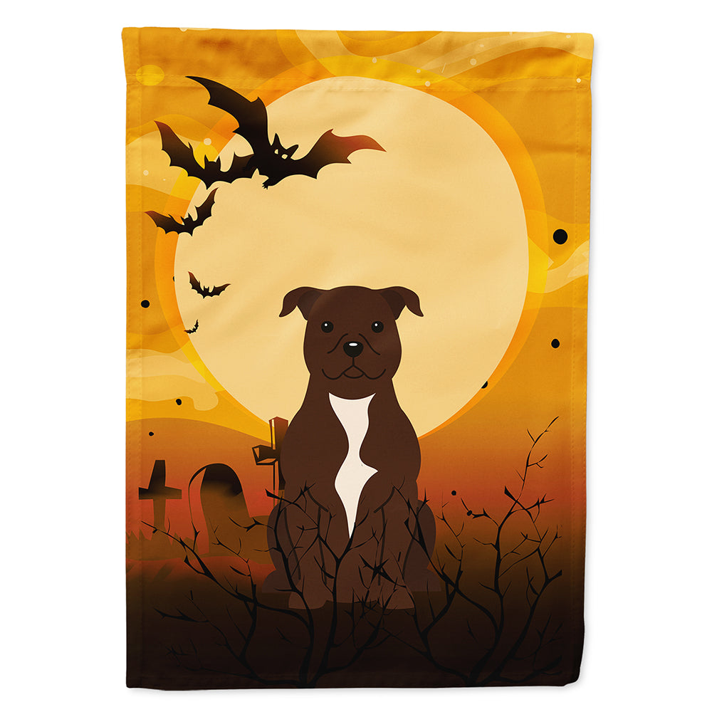 Halloween Staffordshire Bull Terrier Chocolate Flag Canvas House Size BB4314CHF