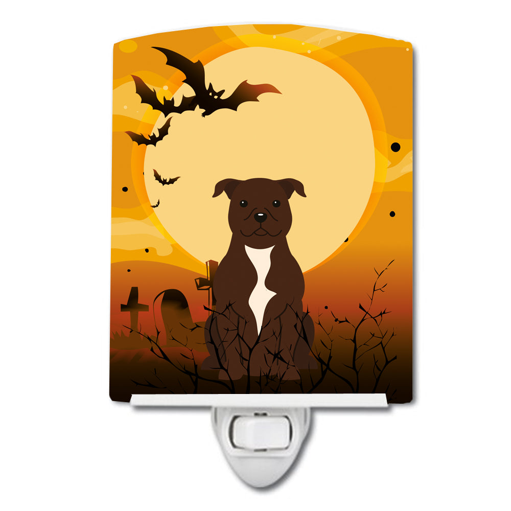 Halloween Staffordshire Bull Terrier Chocolate Ceramic Night Light BB4314CNL - the-store.com
