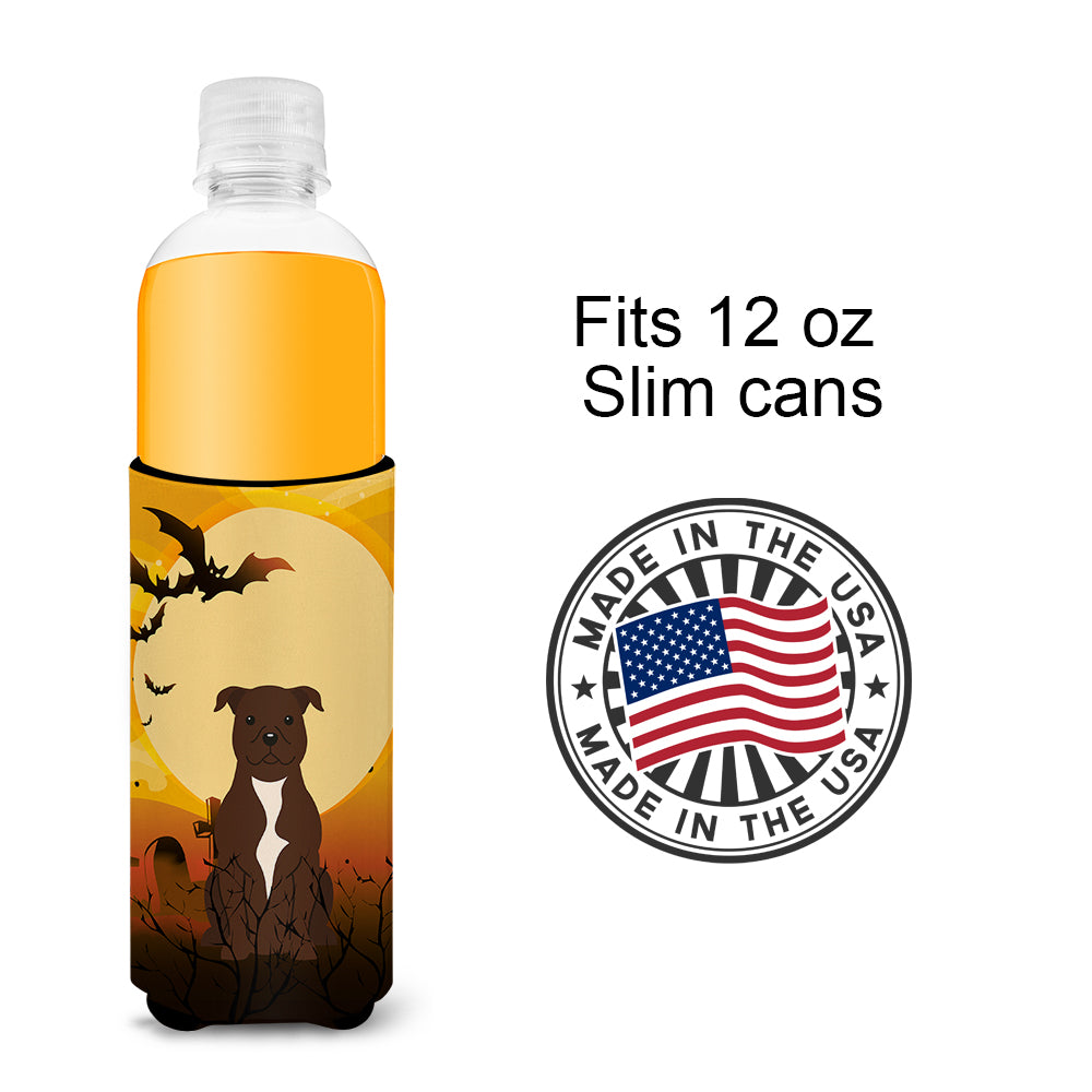 Halloween Staffordshire Bull Terrier Chocolate Michelob Ultra Hugger pour canettes minces BB4314MUK