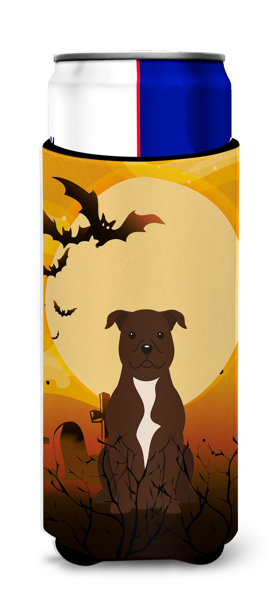 Halloween Staffordshire Bull Terrier Chocolate  Ultra Hugger for slim cans BB4314MUK  the-store.com.