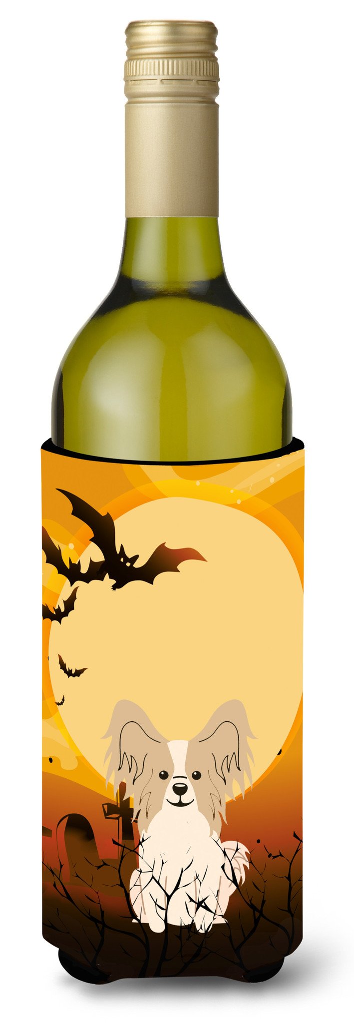 Halloween Papillon Sable White Wine Bottle Beverge Insulator Hugger BB4343LITERK by Caroline&#39;s Treasures