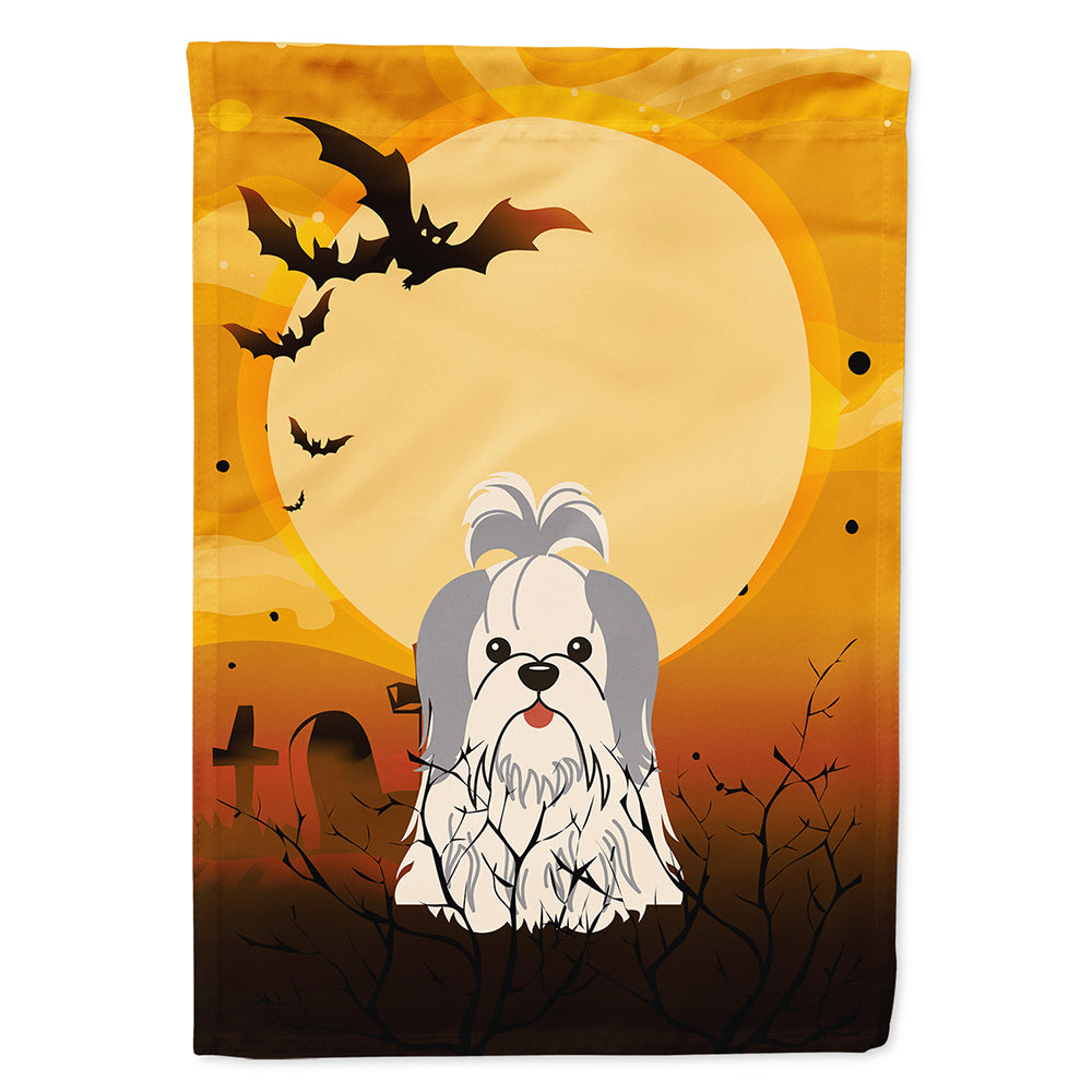 Halloween Shih Tzu Silver White Flag Canvas House Size BB4351CHF  the-store.com.
