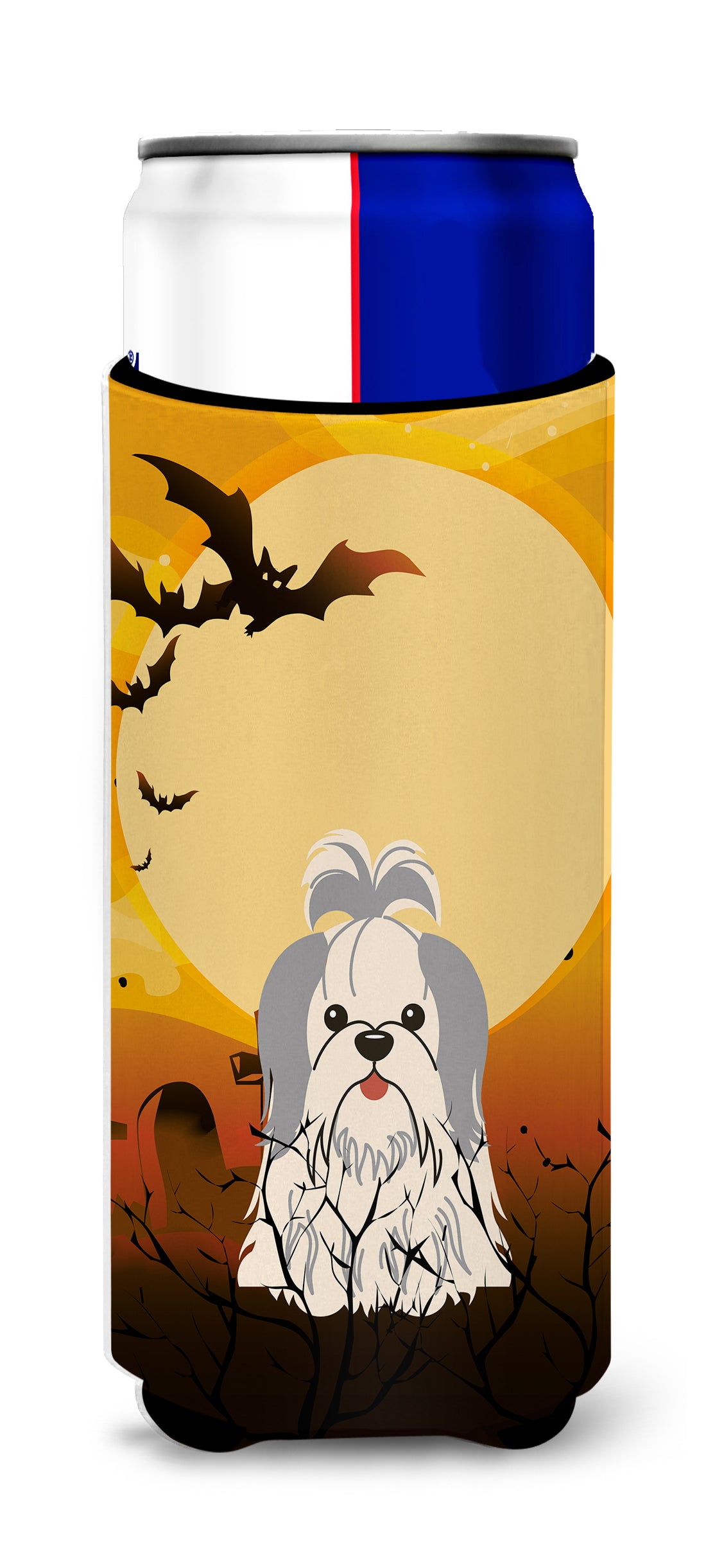 Halloween Shih Tzu Silver White  Ultra Hugger for slim cans BB4351MUK  the-store.com.