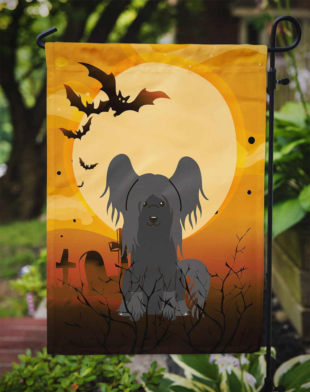 Halloween Chinese Crested Black Flag Garden Size BB4378GF  the-store.com.