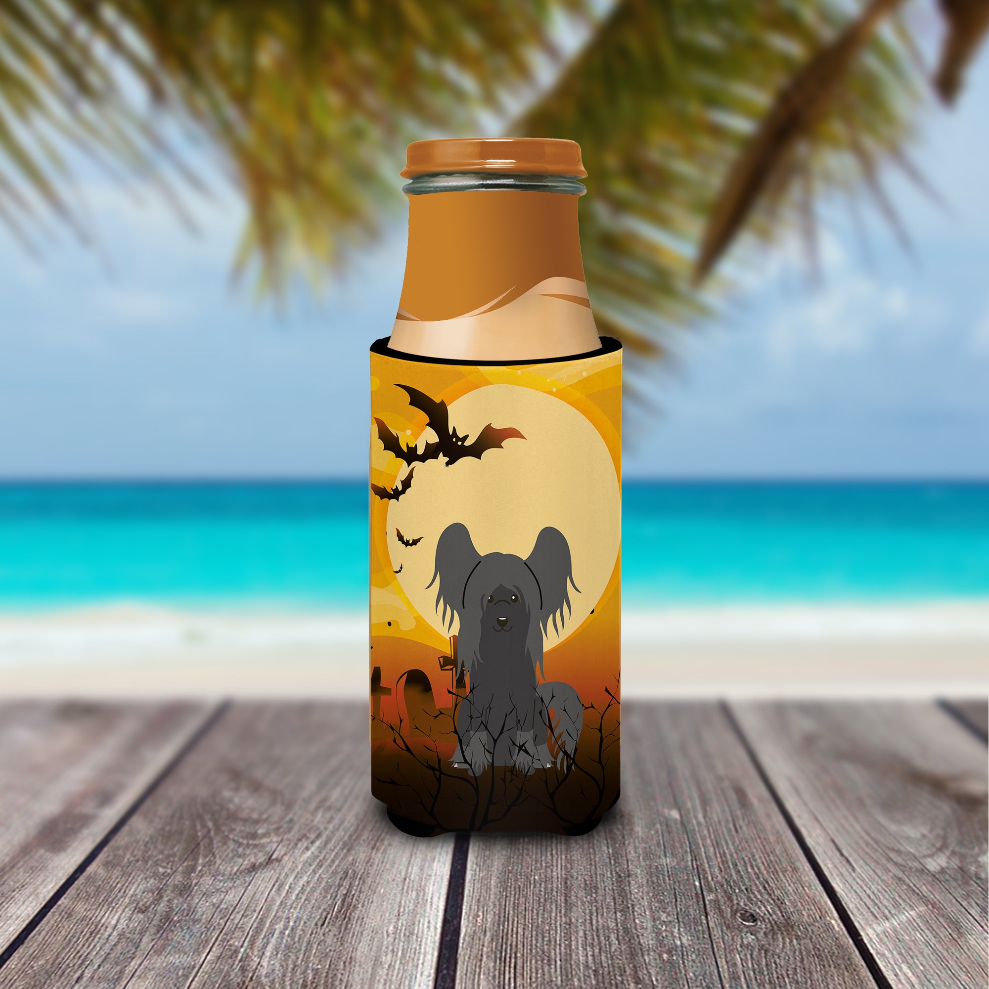 Halloween Chinese Crested Black  Ultra Hugger for slim cans BB4378MUK  the-store.com.