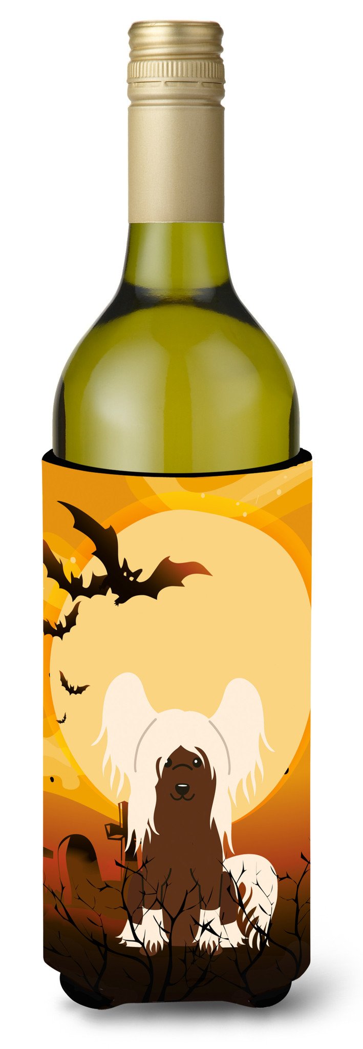 Halloween Chinese Crested Cream Wine Bottle Beverge Insulator Hugger BB4379LITERK by Caroline&#39;s Treasures