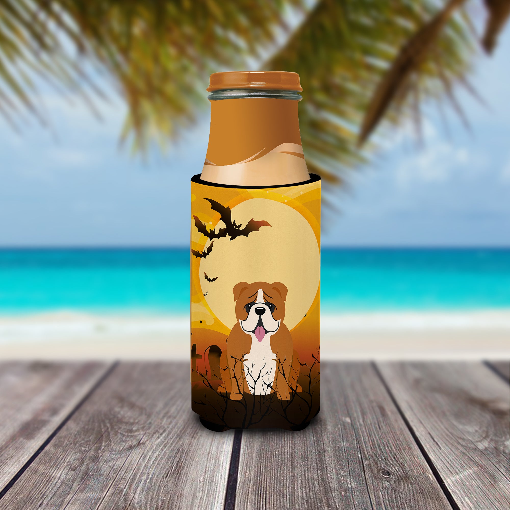 Halloween English Bulldog Red White  Ultra Hugger for slim cans BB4386MUK  the-store.com.