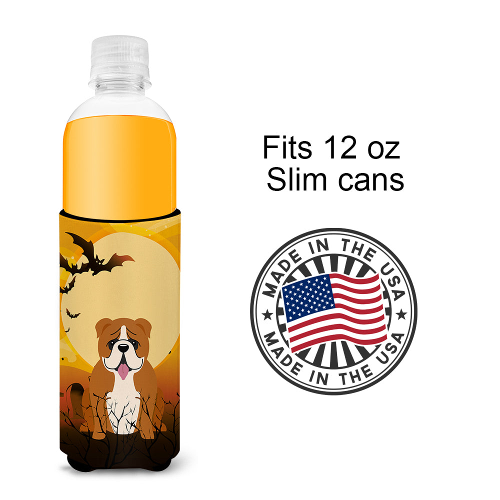 Halloween English Bulldog Red White  Ultra Hugger for slim cans BB4386MUK
