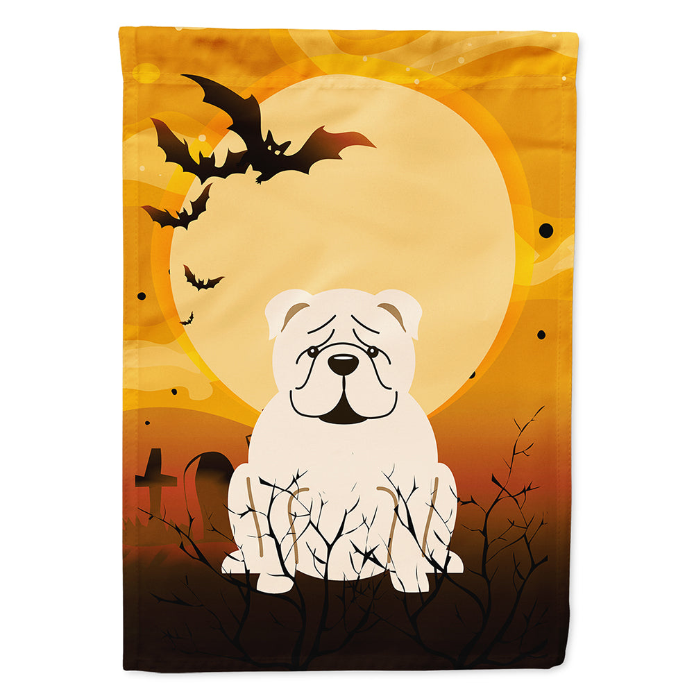 Halloween English Bulldog White Flag Canvas House Size BB4389CHF  the-store.com.