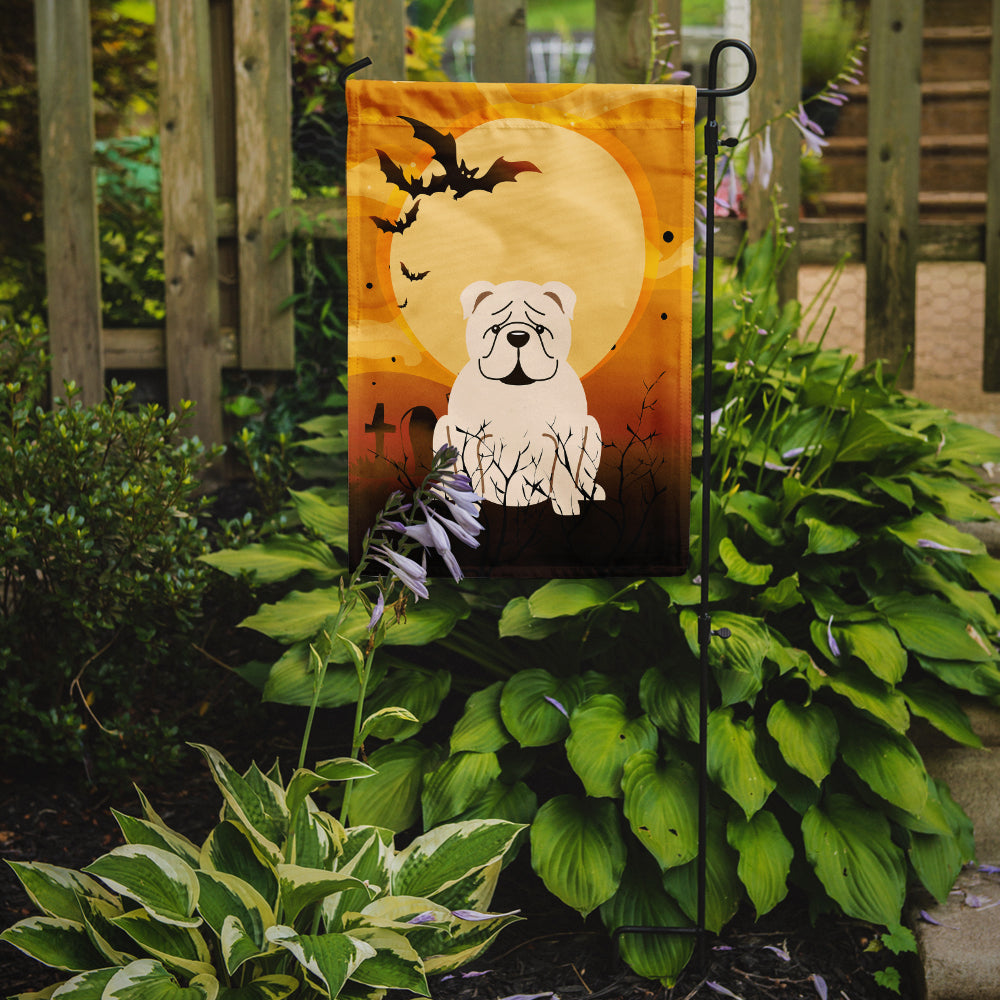 Halloween English Bulldog White Flag Garden Size BB4389GF