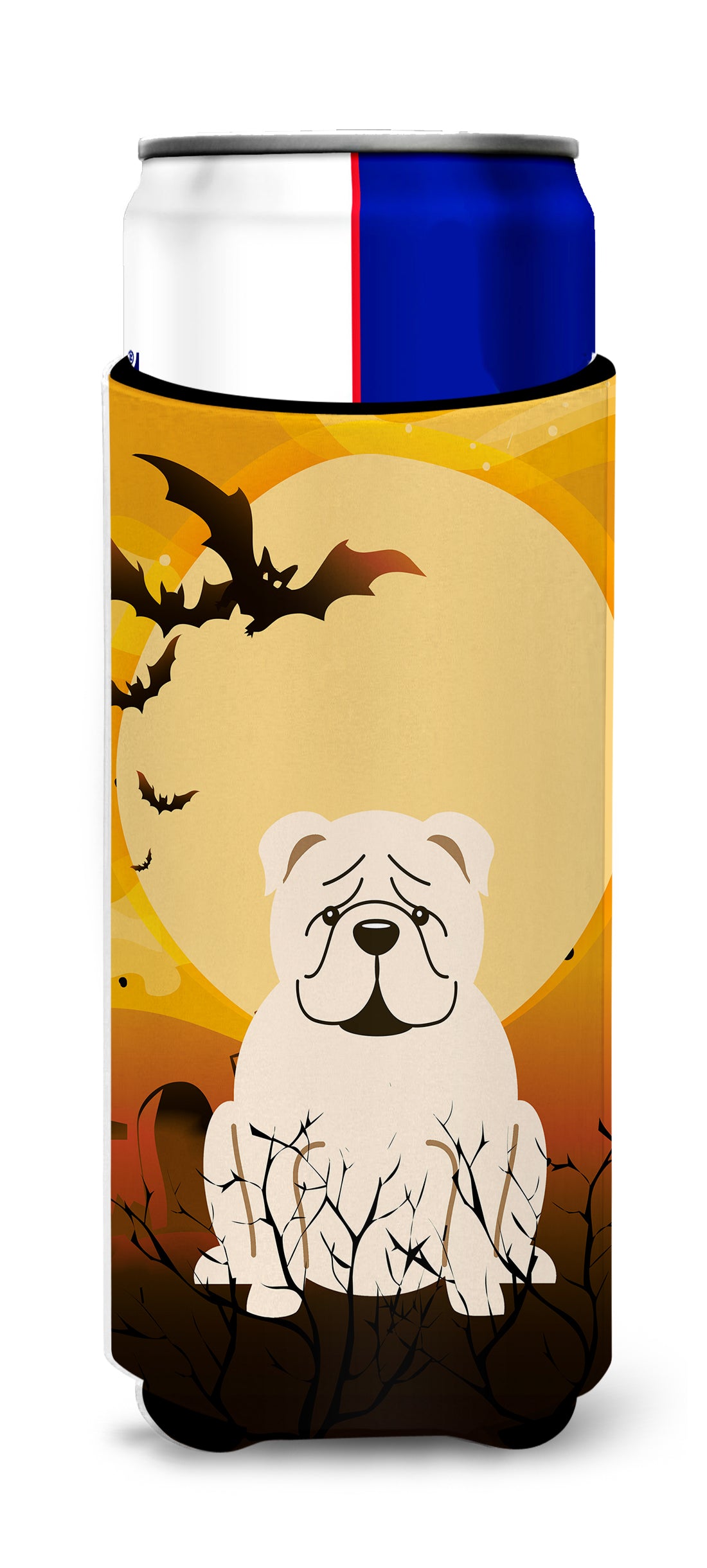 Halloween English Bulldog White  Ultra Hugger for slim cans BB4389MUK  the-store.com.